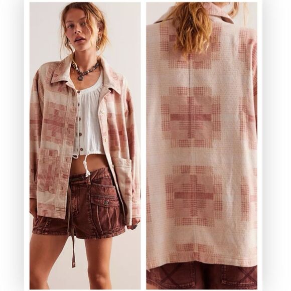 Free People We the Free Keep it cozy shirt Berry combo OB2017794 - Picture 1 of 6